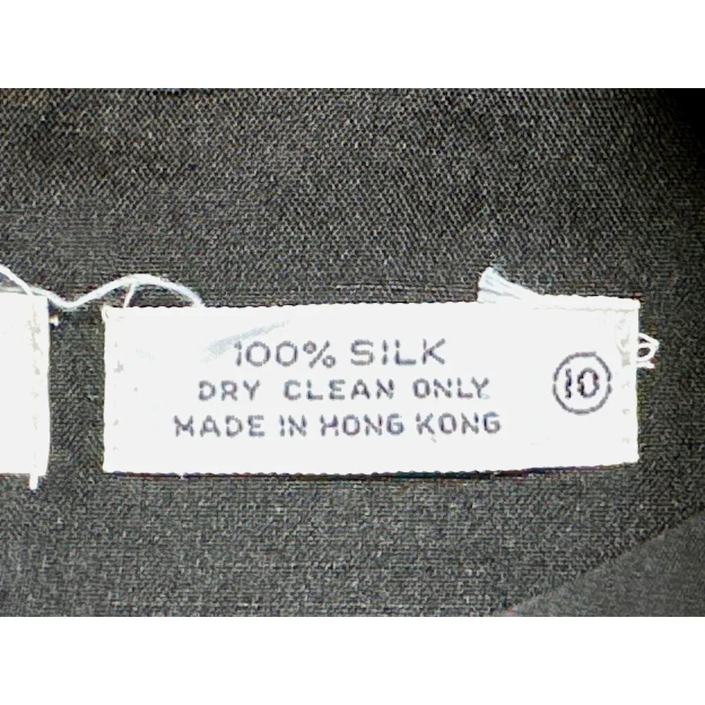 Eleanor P Brenner 10 Vintage Black Silk Jacket Cropped Blazer Deep V Embroidered - Picture 9 of 13